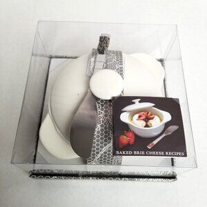Wild Eye Designs Brie Cheese Baker Set 2 Piece White Ceramic NEW Kitchen Gift